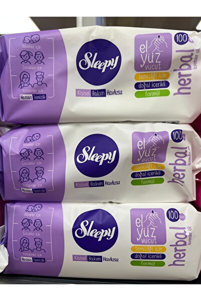 Islakmendilcim مناديل مبللة لتنظيف اليدين والوجه بزيت اللافندر العشبي، عبوة م...