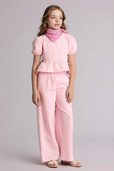 DeFacto Βαμβακερό παντελόνι με φαρδιά μπατζάκια για κορίτσια H5248A826SM