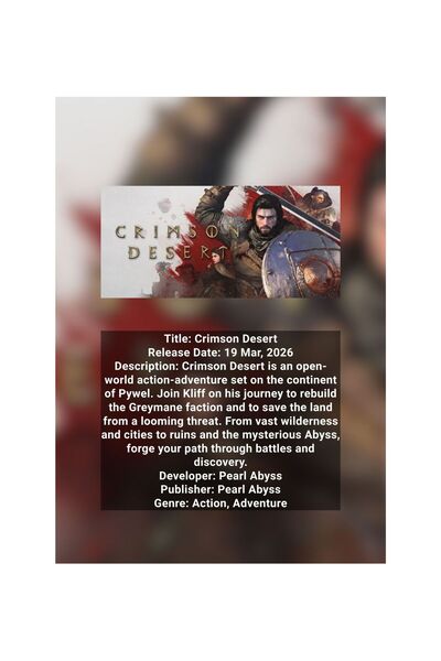 OEM Poster Infografic Crimson Desert, RPG Open-World, Carton Premium 250g, A4