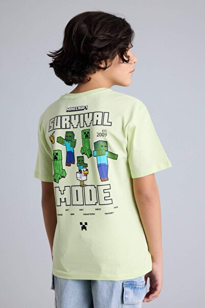 DeFacto Minecraft New Regular Fıt Bisiklet Yaka Kısa Kollu Tişört Erkek Çocuk...