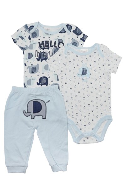Bambimici - Printed Short Sleeve with Pyjama 3-Piece, 3M to 12M