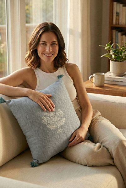 JOJOMIA غطاء وسادة مزخرف بتفاصيل مطرزة من نيسا مقاس 45x45