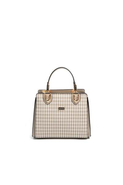 Silver Polo Silver & polo sp1133 women's handbag - plaid line square - sand b...