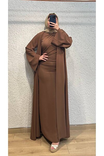 Abaya-AB Aysel Style Kadın i Tesettür Abiye İkili Takım - Vitamin Krep Drapel...