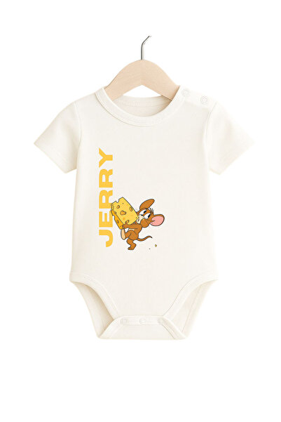 babytex %100 Pamuk Kısa Kollu Çıtçıtlı Body & Zıbın Baskılı Bebek Zıbın