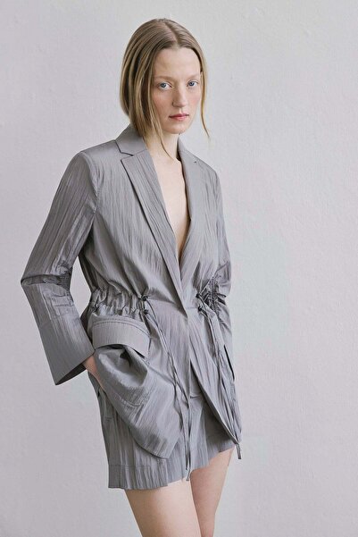 rue Ön Cepli Büzgü Detaylı Vizon Ceket