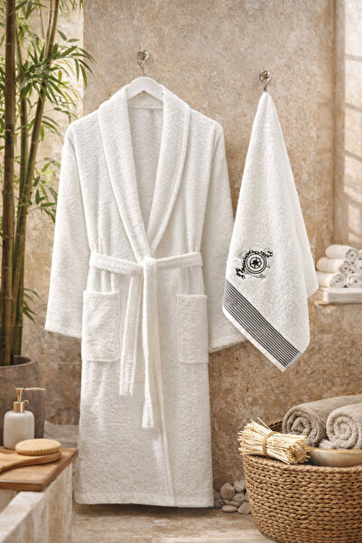 Casnack Umay 2-Piece Bathrobe Set with Head Towel