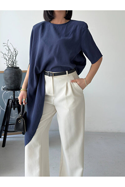 Lamierra Oversize Asymmetrical Summer Poncho Blouse