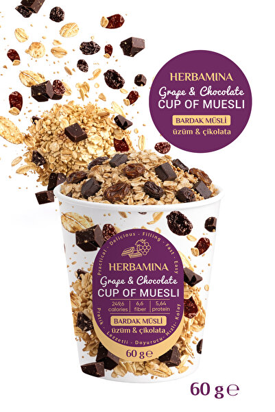 Herbamina Bardak Müsli Üzüm & Çikolatalı - 60 gr