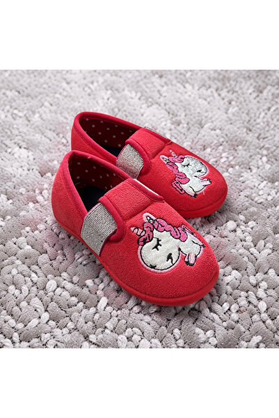AkınalBella Момичешки червени домашни пантофи с щампа на еднорог, удобни, с н...