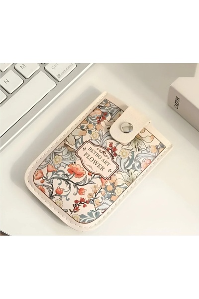 MyBalliStore Vintage Çiçek Desenli Suni Deri Kartlık