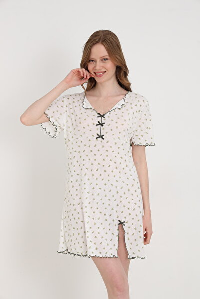 ELİTOL Γυναικείο τουνίκ ζακάρ βισκόζης με φιόγκο και σκίσιμο