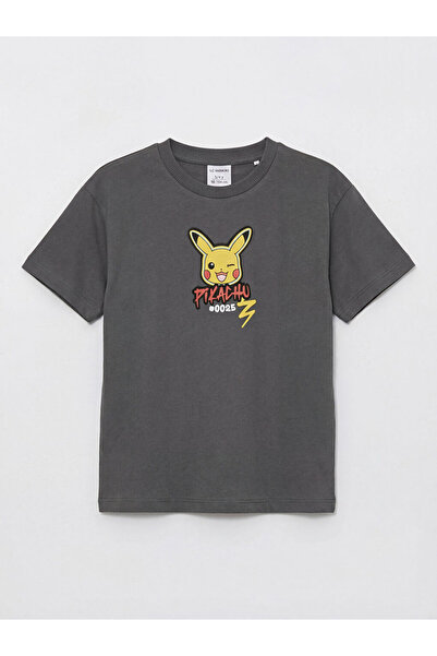 LC Waikiki تي شيرت للأولاد مطبوع عليه بيكاتشو باللون الرمادي