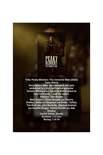 OEM Poster Infografic Peaky Blinders: The Immortal Man, Design Colectie, Cart...