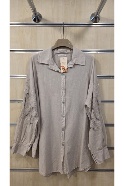 Park Moda Shirt Sleeves with Sequin Lace Detail