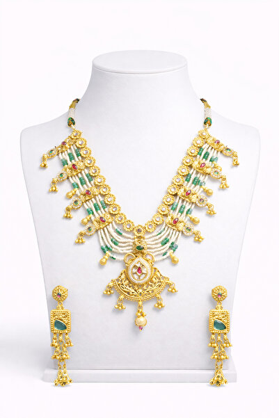 Tahwaz Bridal Jewelry Set Gold Color Necklace Earrings Wedding Party Jewelry