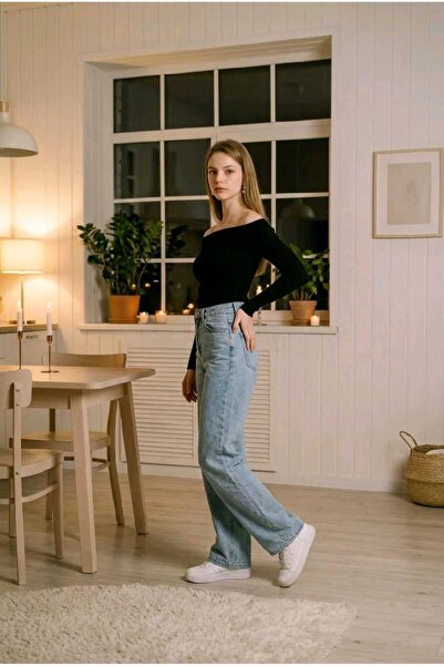 hies Γυναικείο τζιν παντελόνι Palazzo Lycra με φαρδιά μπατζάκια, μπλε χιόνι Y...