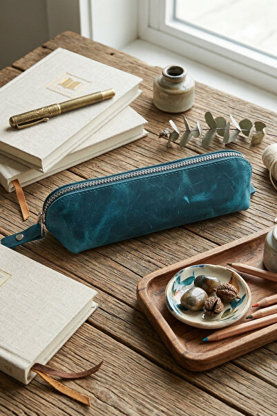 Be Online Genuine Leather Pen Holder with Box, Handmade Multi-Purpose Makeup ...