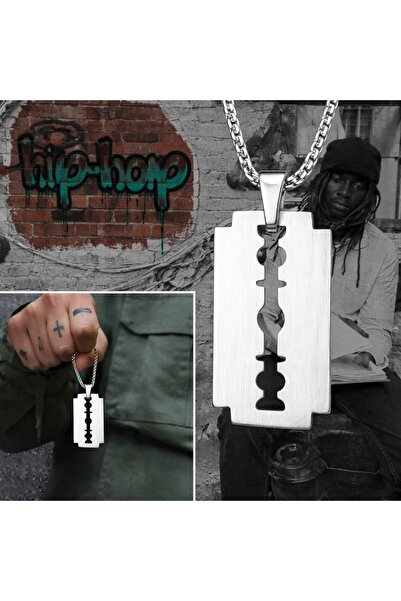 voyageaccessory Stainless Steel Hip Hop Style Razor Blade Necklace