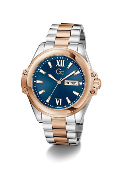 Guess Gc Sportchic Men S 517 Mvmt Blue Dail 10 Amt Silver Rose Gold Stainless...