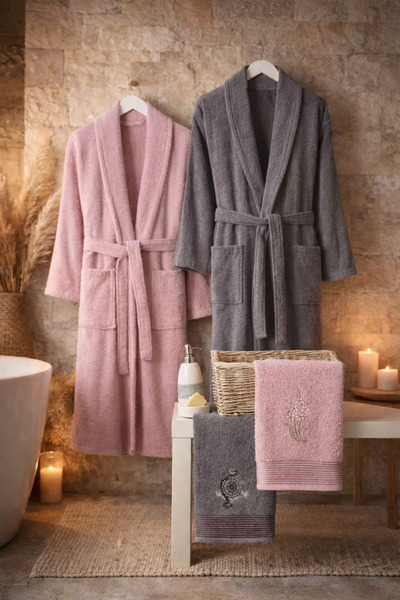 Casnack Set de halate de baie Umay, 4 piese, cu prosoape pentru cap