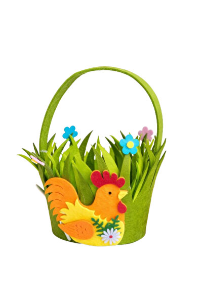 Bsr Cosulet pentru Paste, model gaina, cu maner, fetru, verde, 14x13 cm