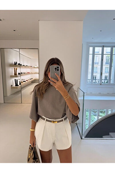 My Blog Mink 100% Cotton Washed Bat Sleeve Tshirt - Öt251151