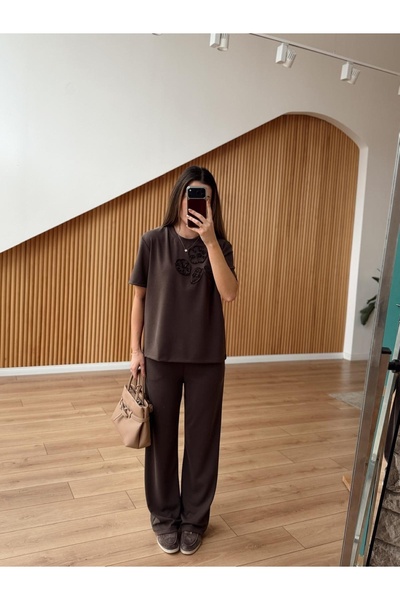 SHILSEE BEUTİQUE SET DE DAMĂ CU MÂNECĂ SCURTĂ, BRODAT, DIN MATERIE MODAL, MARO