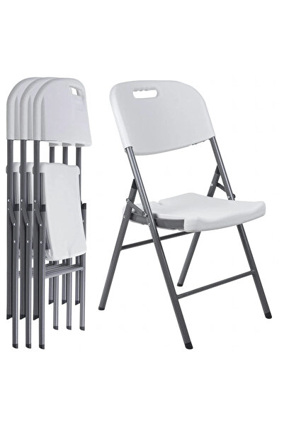 zola Set 4 scaune pliabile, cadru metalic, HDPE, greutate suportata 120 kg, a...