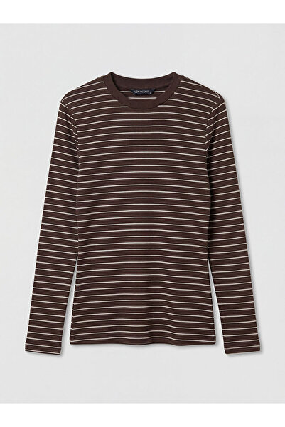 LC Waikiki Γυναικείο μπλουζάκι LCW Modest με ριγέ λαιμόκοψη