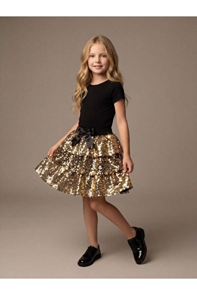 Zekids Κοριτσίστικη φούστα με παγιέτες και κρόσσια