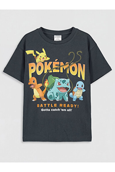 LC Waikiki Tricou pentru băieți cu imprimeu Pokemon antracit