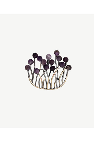 Yargıcı Mor Kum Taşı Detaylı Broş