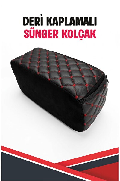 MaregoElite CİTROEN AMI İLE UYUMLU SÜNGER KOLÇAK SİYAH DERİ KIRMIZI DİKİŞLİ