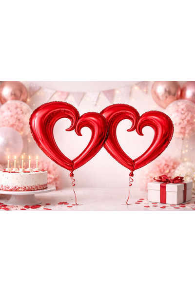 Happyewent Red Heart Foil Balloon (40” / 100 cm) – Pack of 2 Large Size Party...