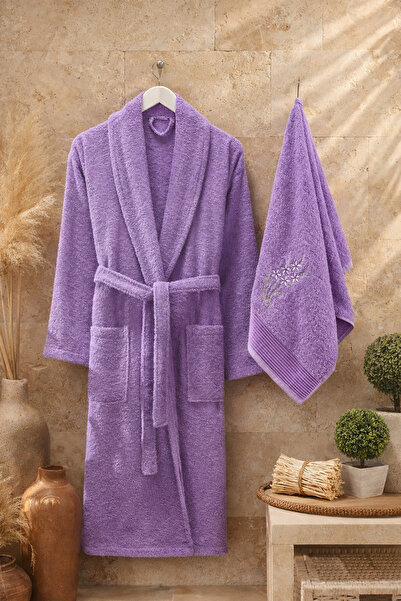 Casnack Umay 2-Piece Bathrobe Set with Head Towel