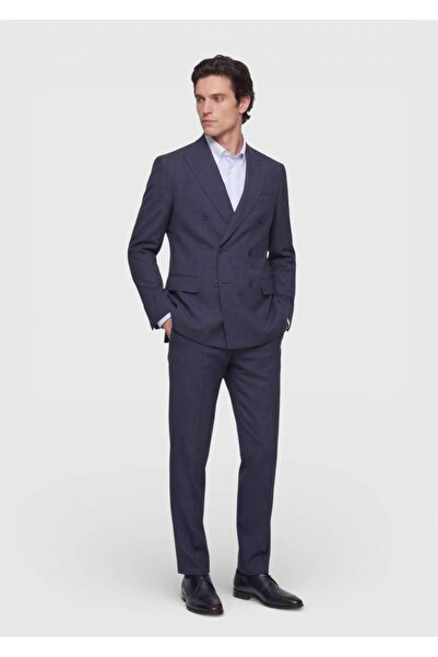 Ramsey Light Navy Blue Plain Zeroweight Slim Fit Silk Blend Suit