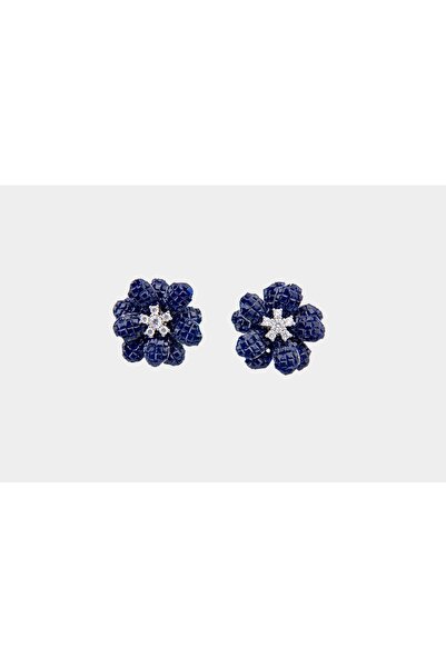 LABELRM Navy Blue Snowbloom Floral Stud Earrings