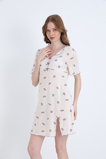 ELİTOL Jacquard Viscose Bowknot Slit Women's Tunic