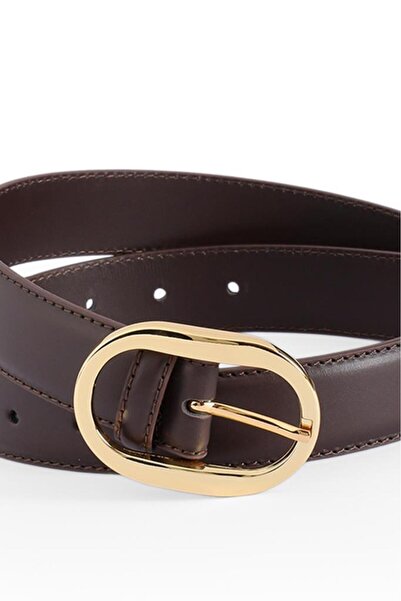 WilliamPolo Asya Hakiki Deri Gold Toka Kahverengi Kadın Kemer