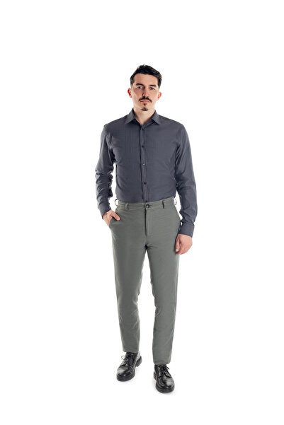 URSACHI Men's casual / chino pants, cotton, green color, zipper and button cl...