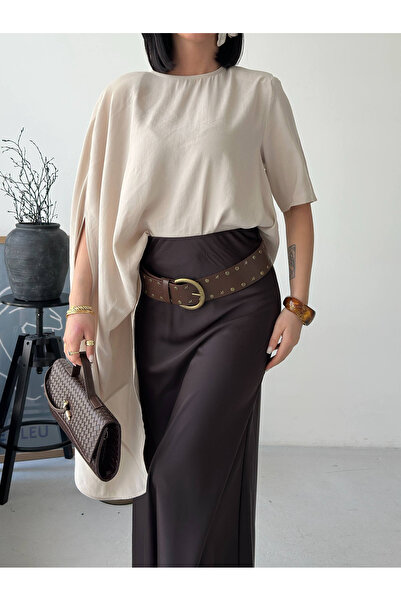 Lamierra Oversize Asymmetrical Summer Poncho Blouse