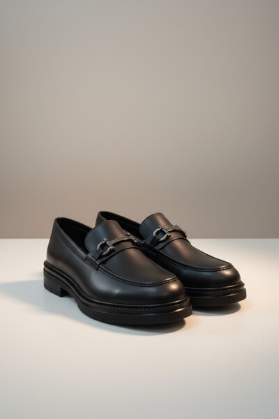 Modayak Ata Poly Sole Buckle Black Men's Leather Shoes
