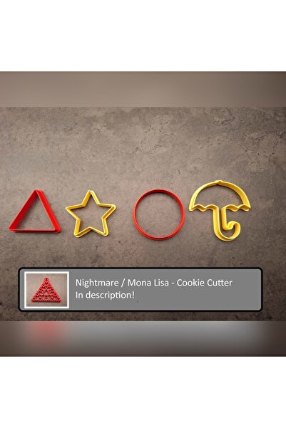 farist قالب بسكويت لعبة الحبار مكون من 4 قطع على شكل مثلث ونجمة ودائرة ومظلة