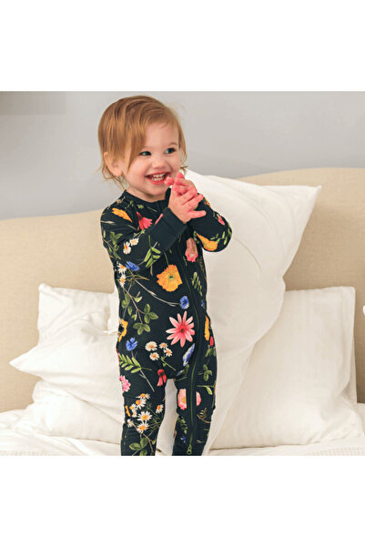 Zipster Long Bamboo Romper with Reversible Zipper, - WildFlower, Dark Green, ...