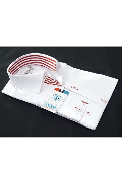 Louis Kids White Red Striped School Children's Shirt