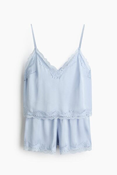 H&M Dantel Şeritli Saten Pijama Takımı