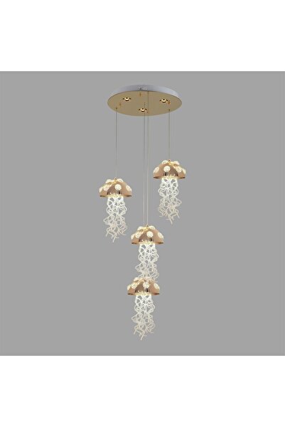 Avonni 55045-4ST Sarı Kaplama Klasik Avize LED Metal Kristal H: 80 cm, Ø: 30 cm