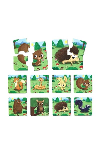 OEM Puzzle educativ din 4 piese cu animale salbatice, set cu 8 modele diferit...