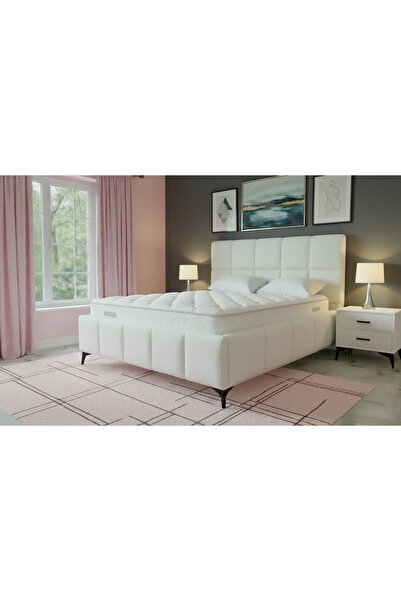 MarketMob Pat Rubik 160x200 cm Tapițat cu țesătură tip pluș Alb/Crem cu somie...